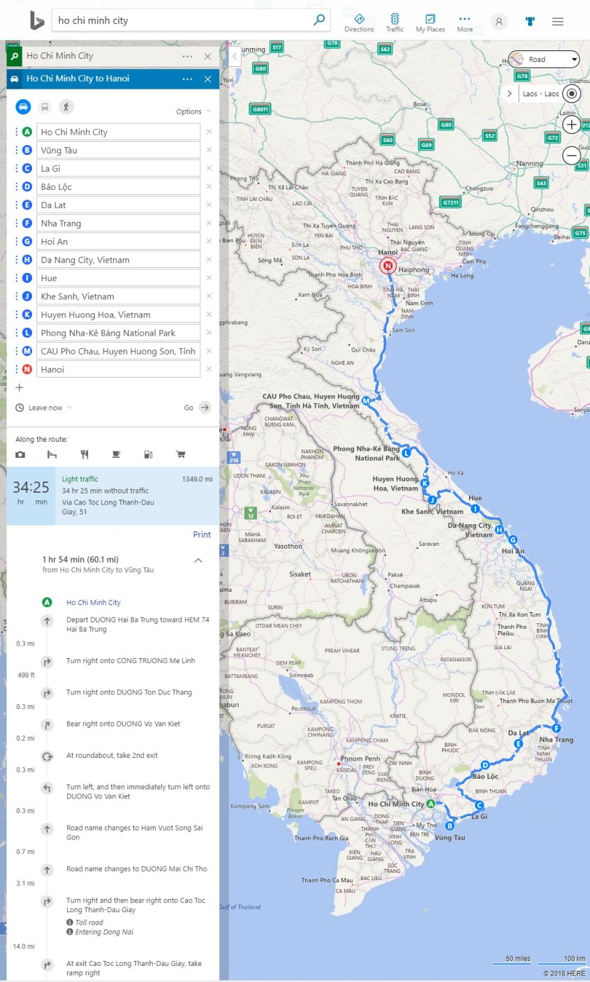 Bing Maps Directions trip planning traffic cameras more